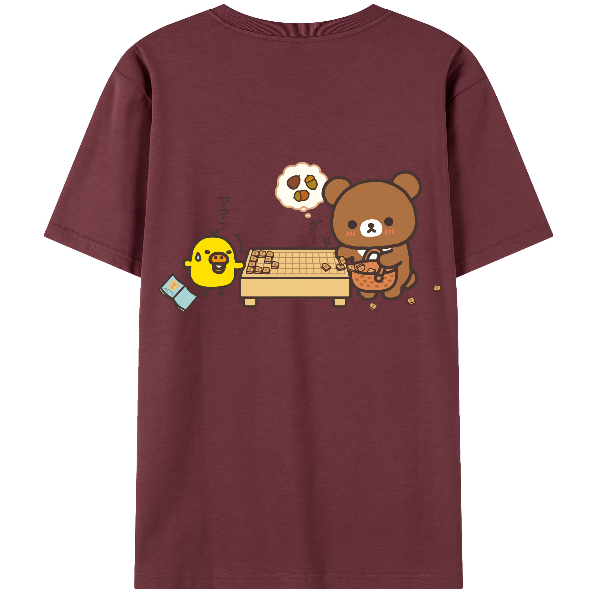 （画像用） リラックマ リラックマ キイロイトリ Rilakkuma Korilakkuma Kiiroitori 綿100％半袖Tシャツ（背面プリント）